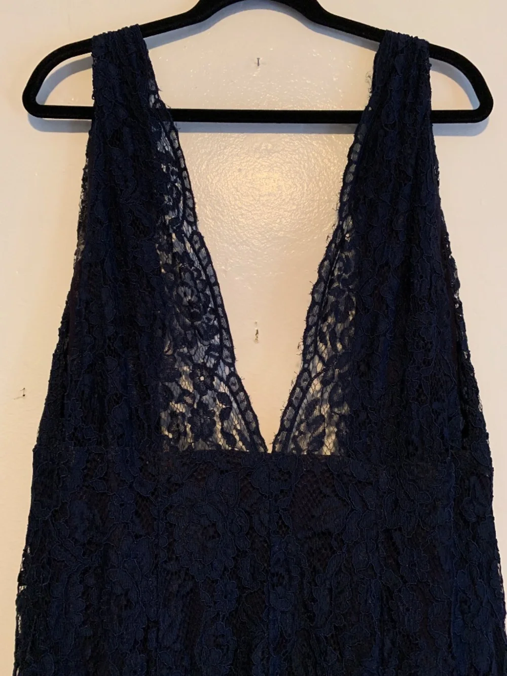 Reformation NWT Size 12 $488 Francesca Deep Navy Plunge Lace Dress Wedding Gown - Picture 9 of 11